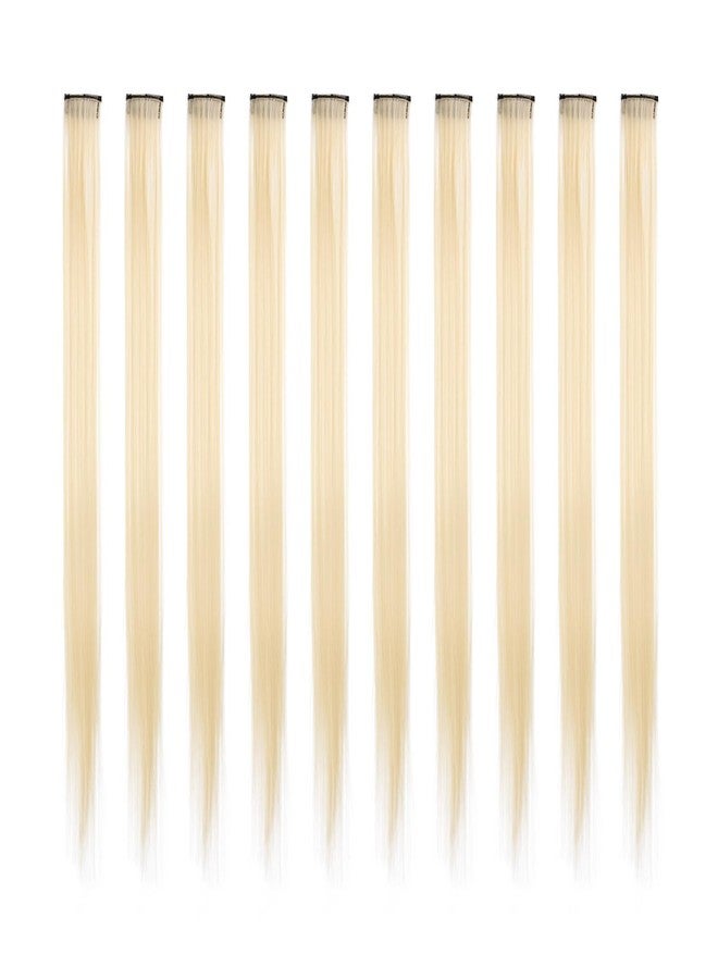 CLASSE(クラッセ) CLASSE 10Pcs Clip in colored hair extensions, 22inches colorful Party Highlights, Heat-resistant, Straight long, for Women Kids Girls, Perfect for Halloween Christmas Cosplay Blonde - Image 3